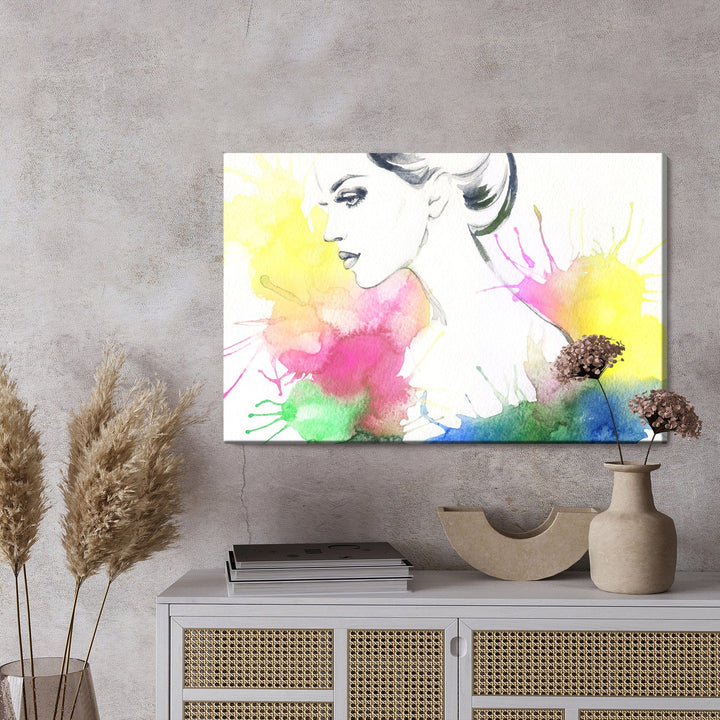 Kanva - Sievietes portrets uz krāsaina fona, N-914 X-ART