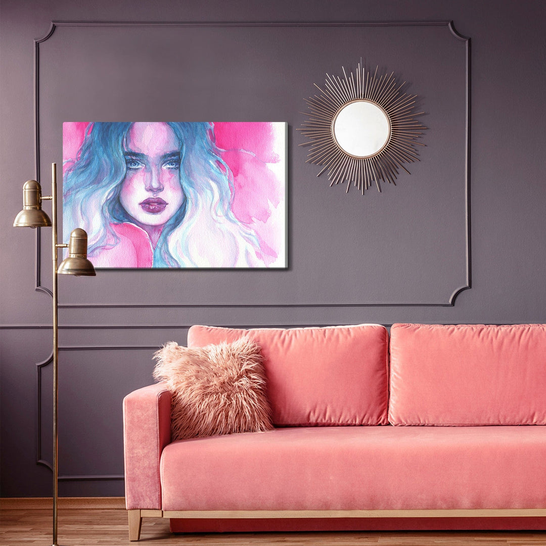 Kanva - Sievietes portrets zilo-rozā toņos, N-956 X-ART