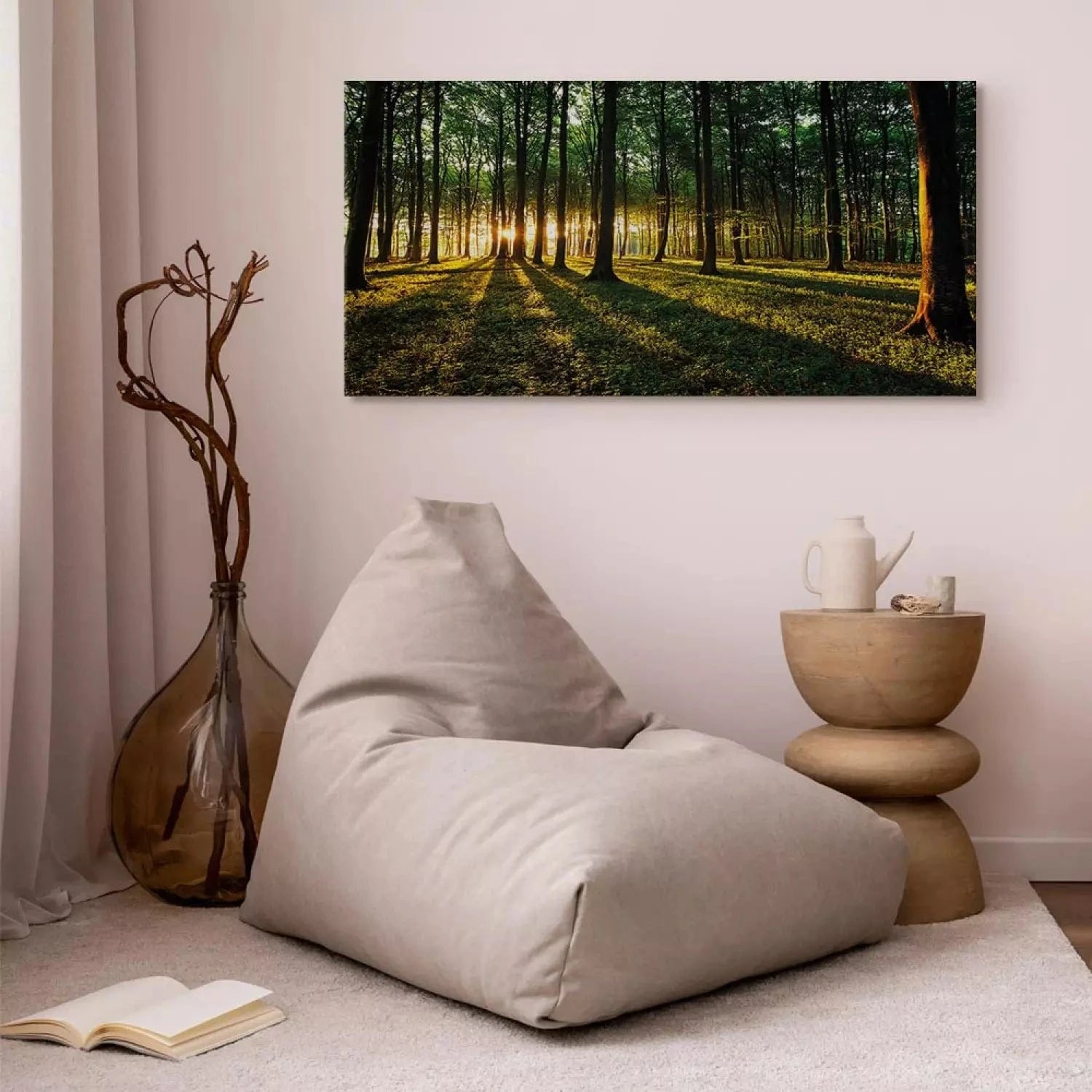 Kanva - Skaists saulains mežs, zaļos toņos - 64103 - dabas stils ART XL