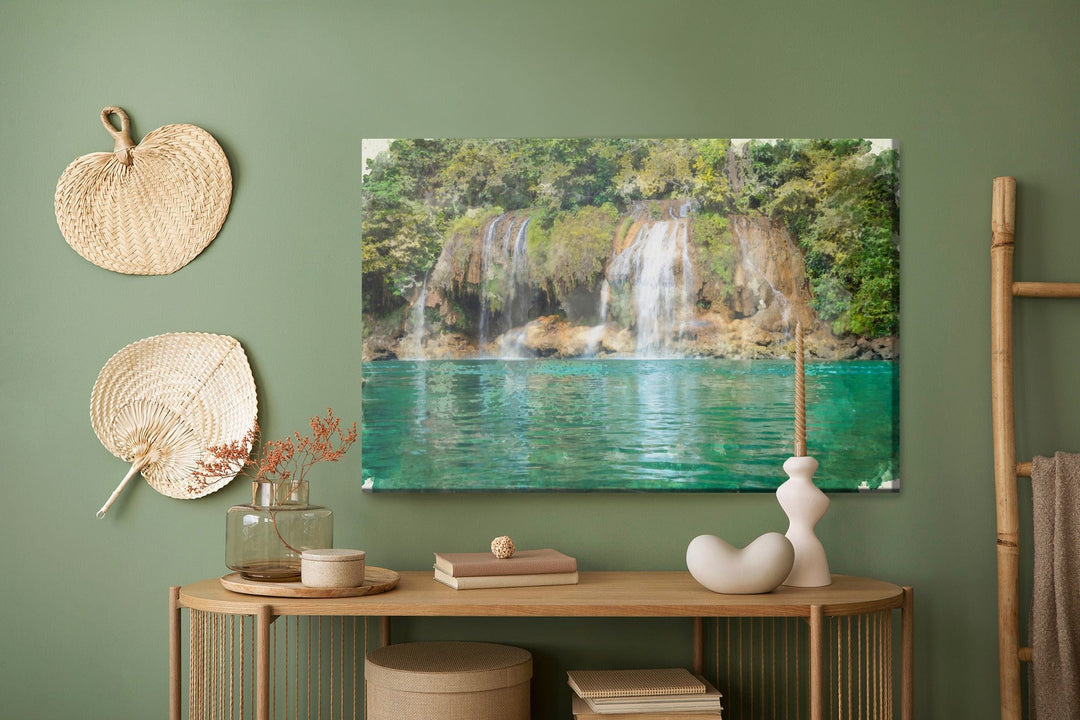 Kanva - Skats uz ūdenskritumu, kas gleznojums ar akvareļkrāsām, N-1580 X-ART