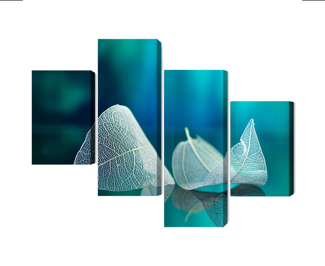 Kanva: Smalkas lapas tuvplānā, tirkīza fons X-ART