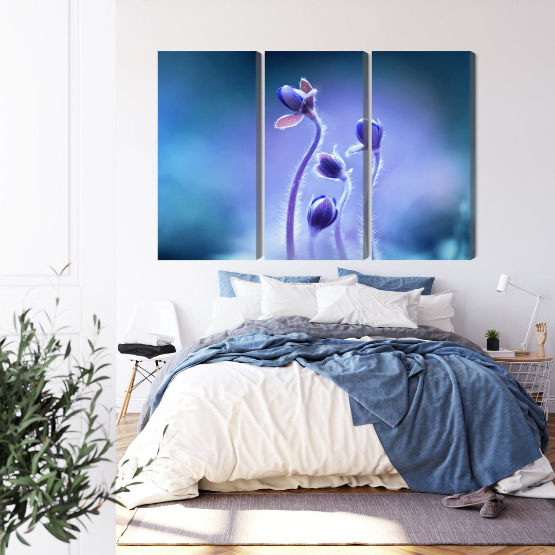 Kanva: Smalki ziedi makro mērogā, zila X-ART