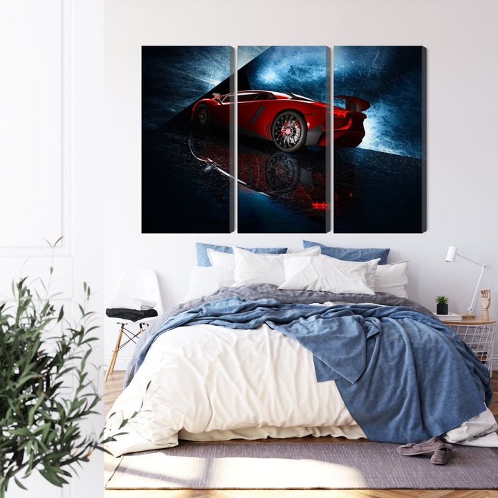 Kanva - Sporta automašīna uz abstraktu fona, N-3503 X-ART