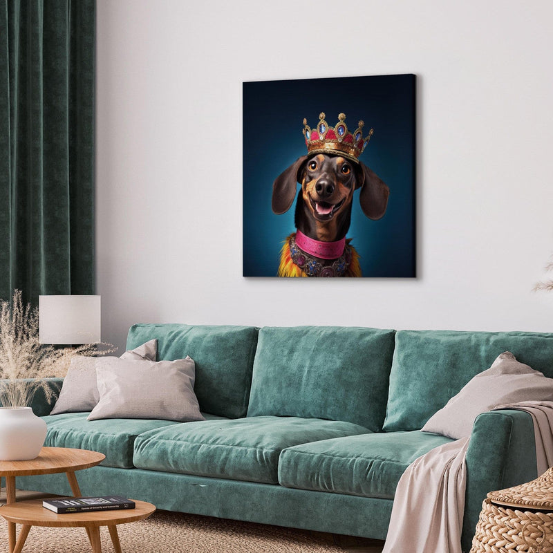 Glezna - Taksis - Smaidoša suņa portrets ar kroni, 150260 Tapetenshop.lv