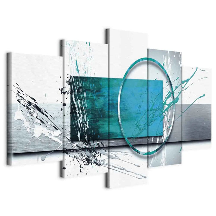 Kanva - Tirkīza ekspresija, 56243 uz ģeometriska pelēka fona, (x5) ART XL