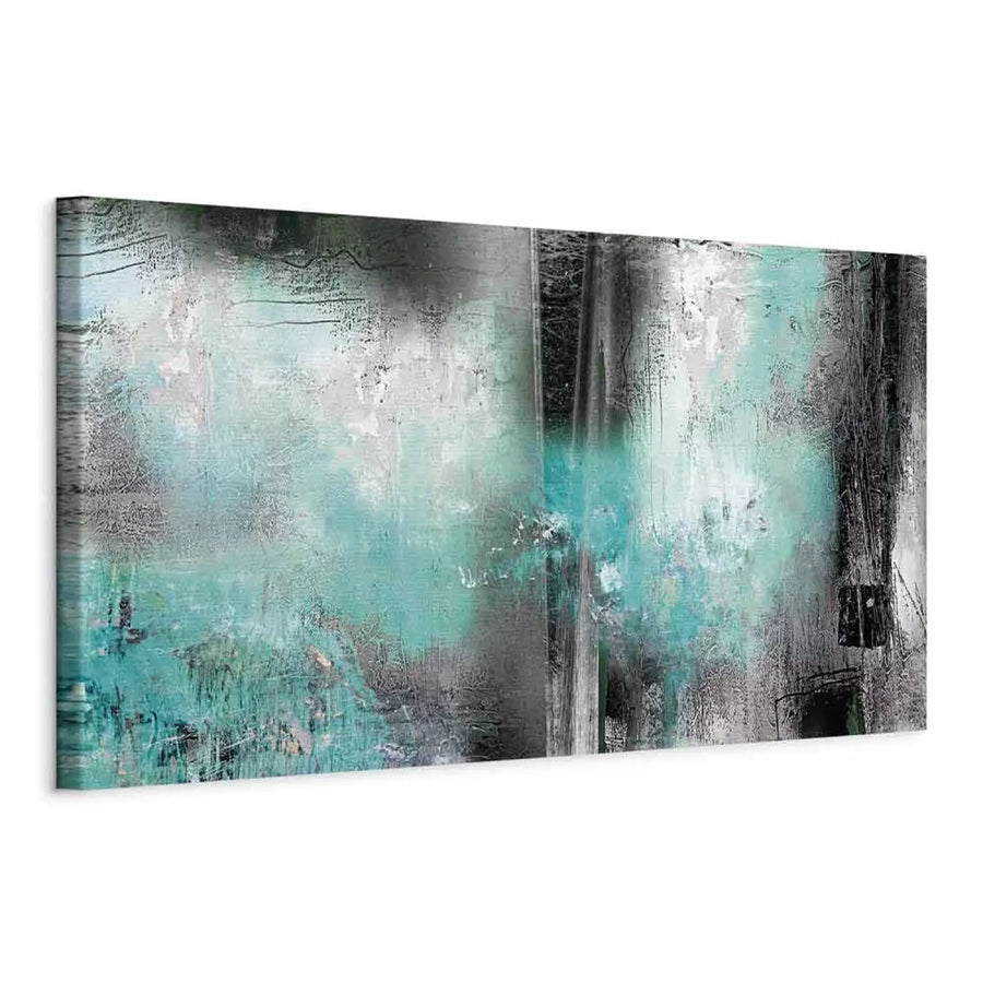 Glezna "Tirkīza Migla" – Abstrakts Motīvs Pelēkā un Tirkīzā ART XL