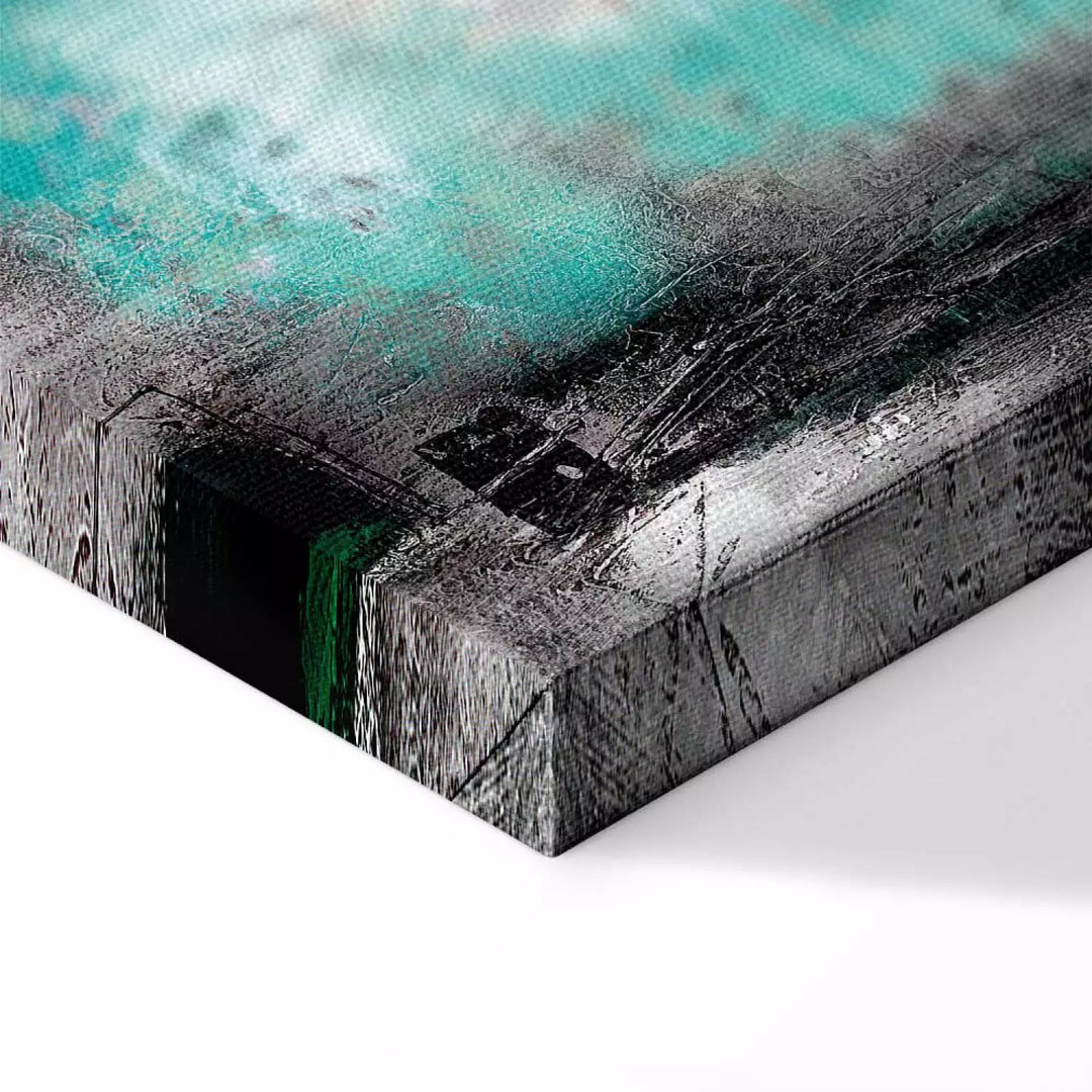 Glezna "Tirkīza Migla" – Abstrakts Motīvs Pelēkā un Tirkīzā ART XL