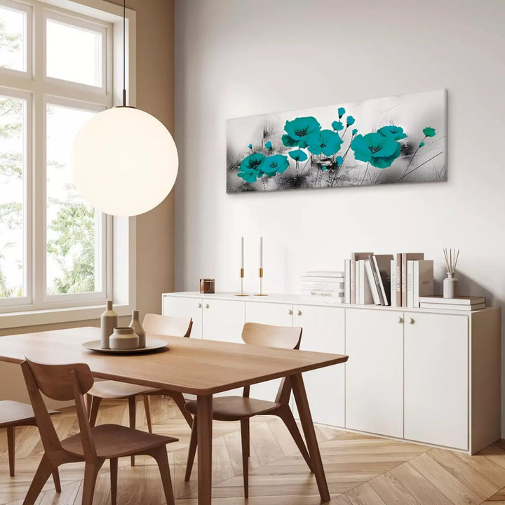 Glezna Tirkīza Magones – Izteiksmīgs Ziedu Dekors ART XL