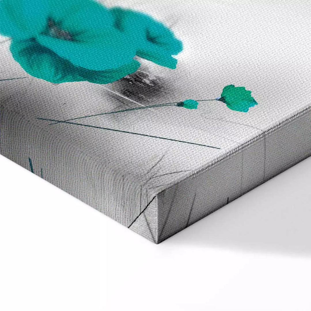 Glezna Tirkīza Magones – Izteiksmīgs Ziedu Dekors ART XL