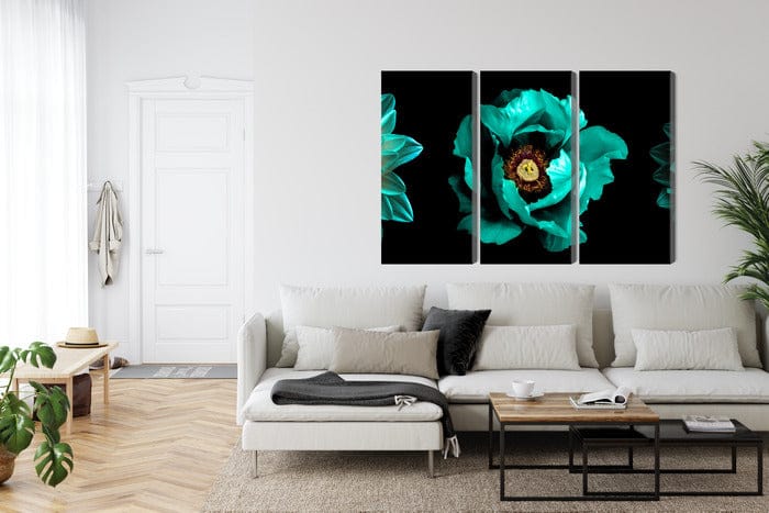 Kanva - Tirkīza ziedi uz melna fona, N-4234 X-ART