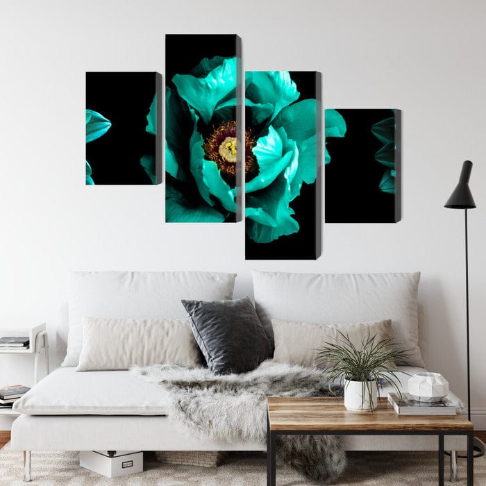 Kanva - Tirkīza ziedi uz melna fona, N-4237 X-ART