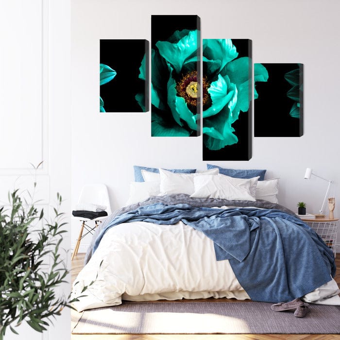 Kanva - Tirkīza ziedi uz melna fona, N-4237 X-ART