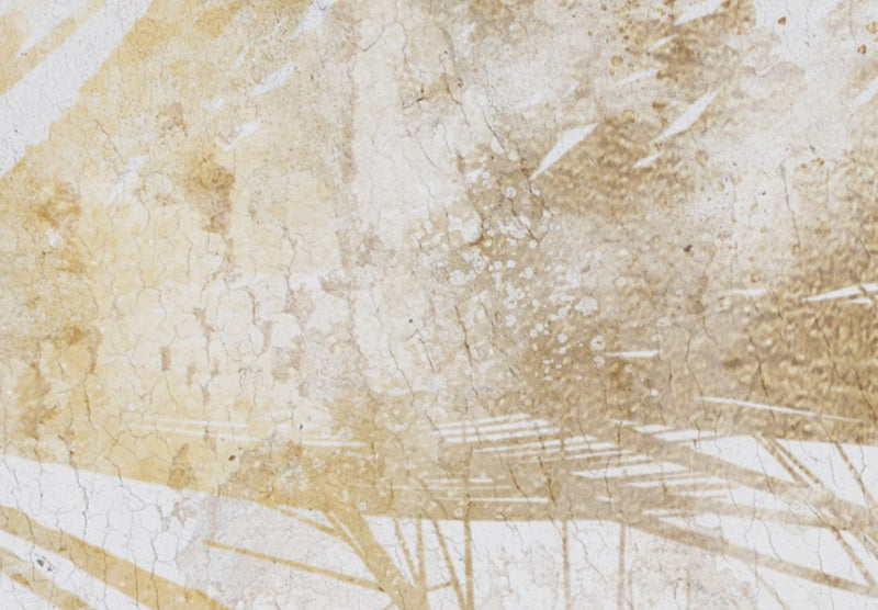 Kanva - Tropiskas lapas zeltainos toņos uz gaiša fona, 151428 G-ART