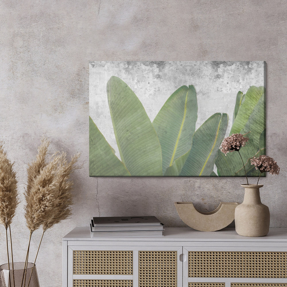 Kanva - Tropu lapas uz betona fona, N-1649 X-ART