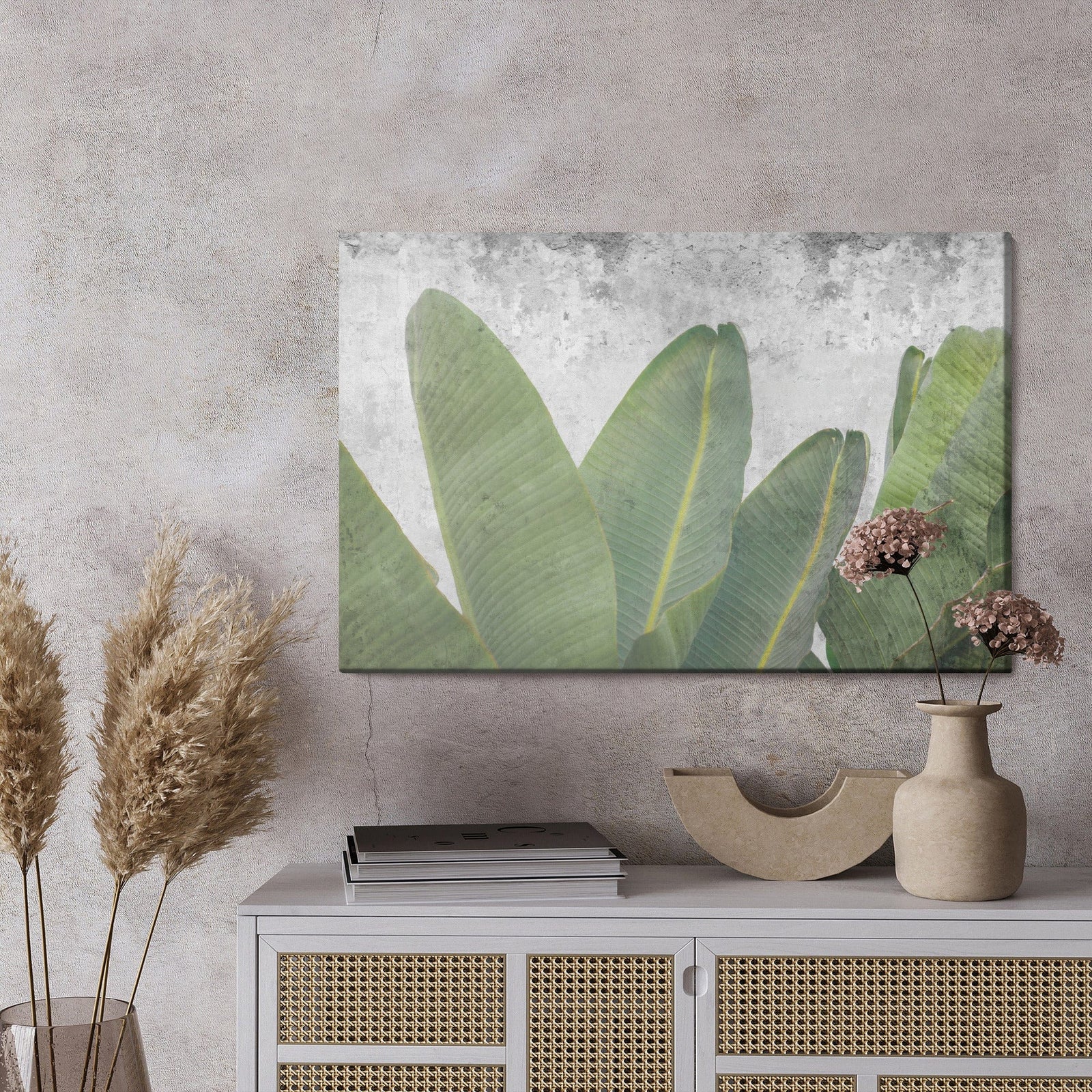 Kanva - Tropu lapas uz betona fona, N-1649 X-ART