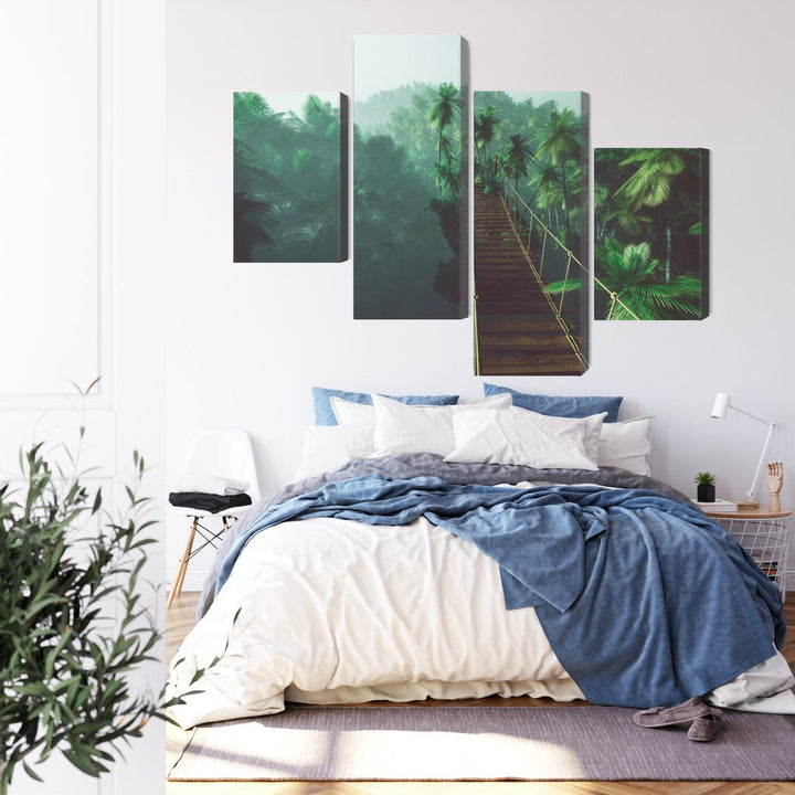 Kanva: Tropu meža virvju tilts, zaļa X-ART