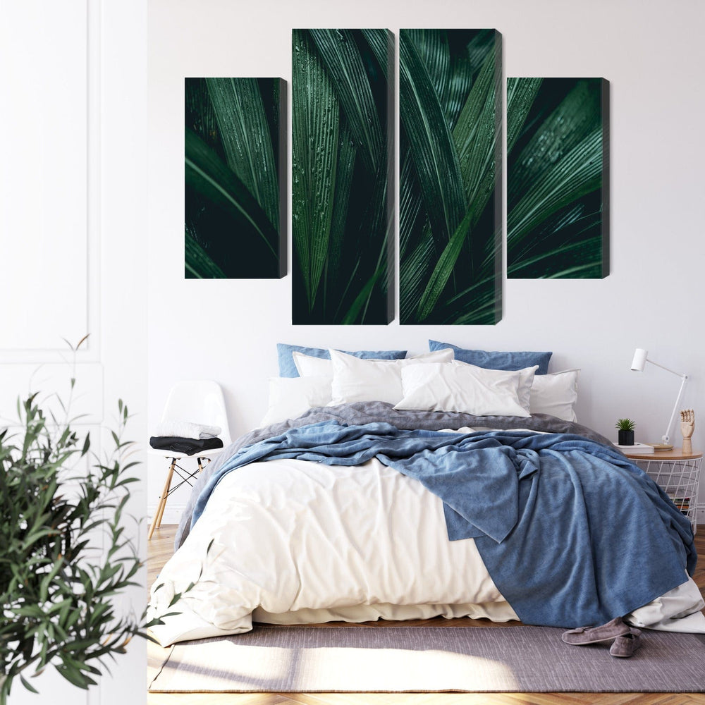 Kanva viesistabai: Tumši zaļas lapas makro X-ART