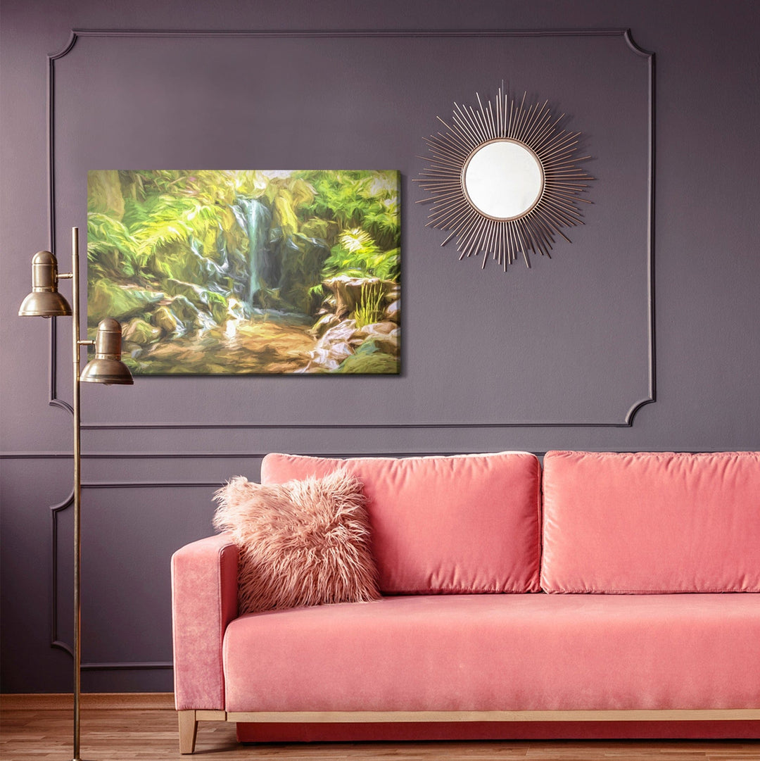 Kanva - Ūdenskritums džungļos, kas izskatās kā gleznojums, N-1546 X-ART