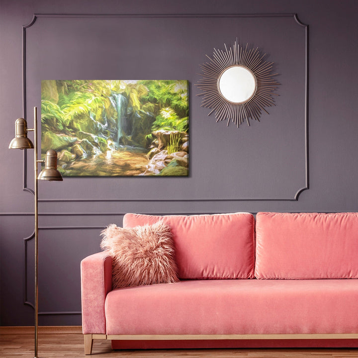 Kanva - Ūdenskritums džungļos, kas izskatās kā gleznojums, N-1546 X-ART