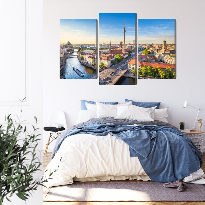 Kanva - Upe Spree un panorāmas skats uz Berlīni, N-2767 X-ART