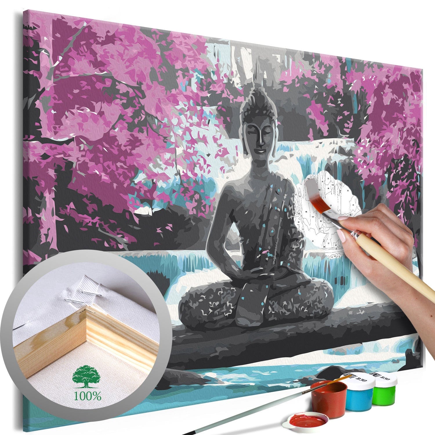 izkrāso pēc cipariem - Buda un ūdenskritums, 60x40 cm Artgeist