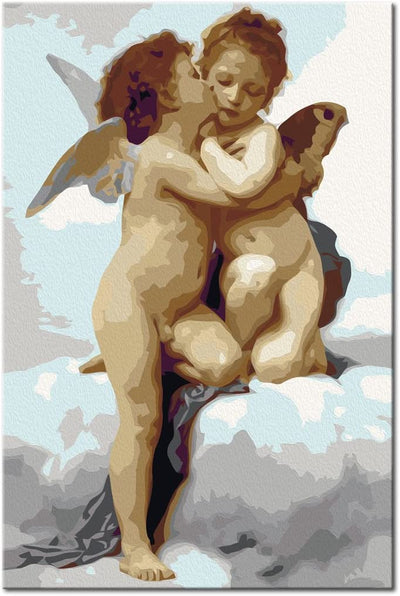 Kanva uz audekla "izkrāso pēc cipariem" - Eņģeļi (Mīlestība) 40x60 cm Artgeist