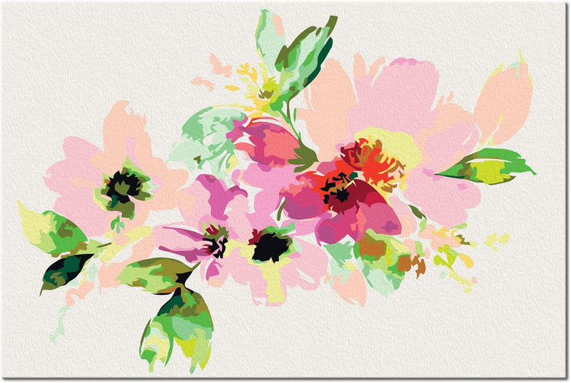 Kanva uz audekla "izkrāso pēc cipariem" - Krāsaini ziedi 60x40 cm Artgeist