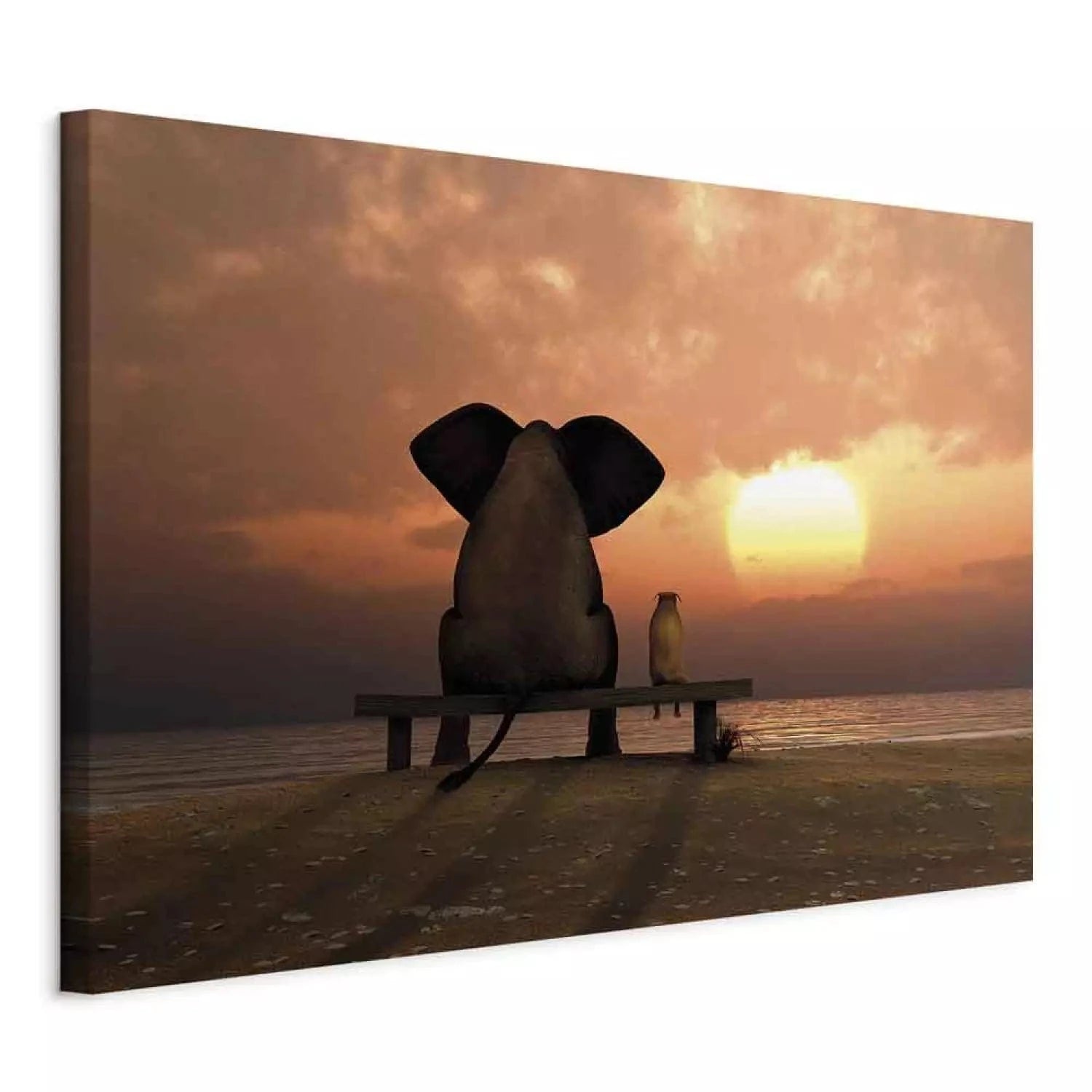 Kanva - Vakaras atpūta, 90502 - zilonis skatās uz saulrietu G-ART