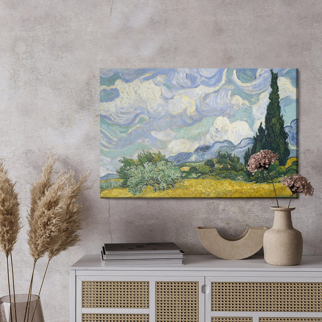 Kanva - Vinsents van Gogs „Kviešu lauks ar cipresēm” reprodukcija, N-1158 X-ART