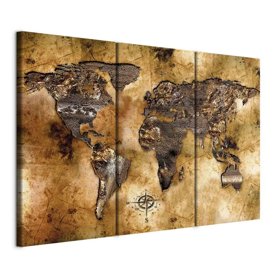Kanva - Vintāžas pasaules karte brūnos toņos, 55248, (x3) ART XL