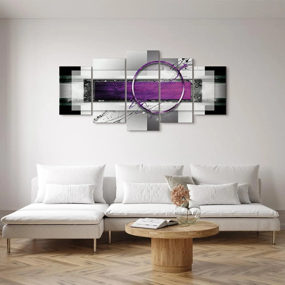 Kanva - Violeta apmale, ģeometriska abstrakcija pelēka un violetā, 50015 ART XL