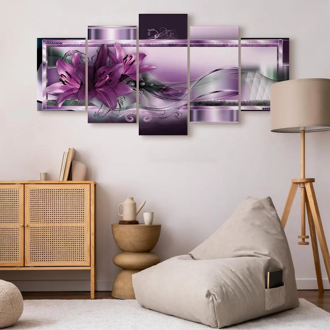 Kanva - Violetas lilijas uz eleganta violeta fona, (x5), 93052 ART XL