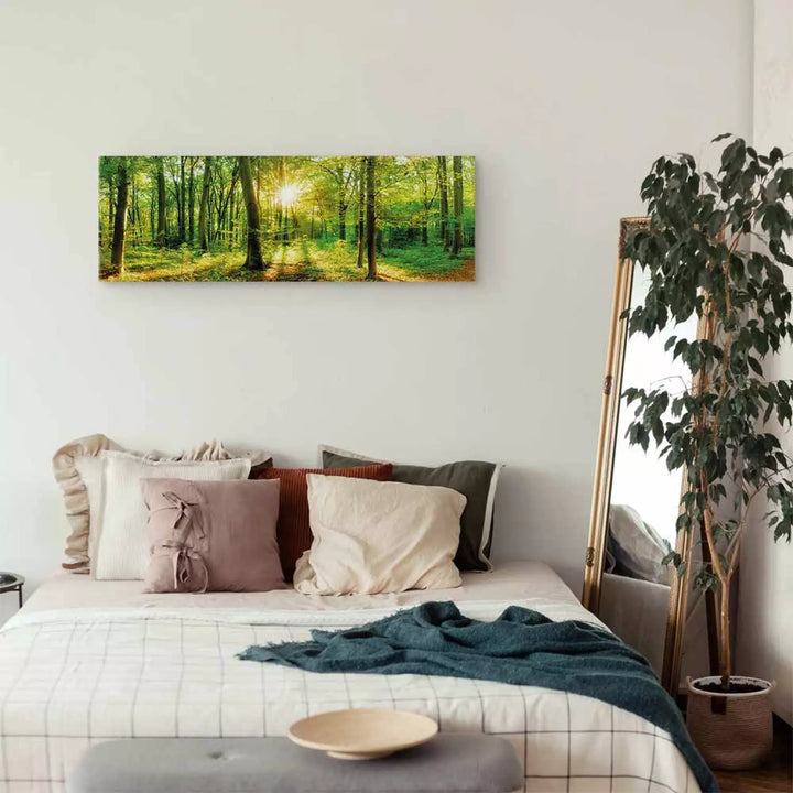 Glezna "Zaļā Maģija" – Zaļa Meža Ainava uz Audekla ART XL