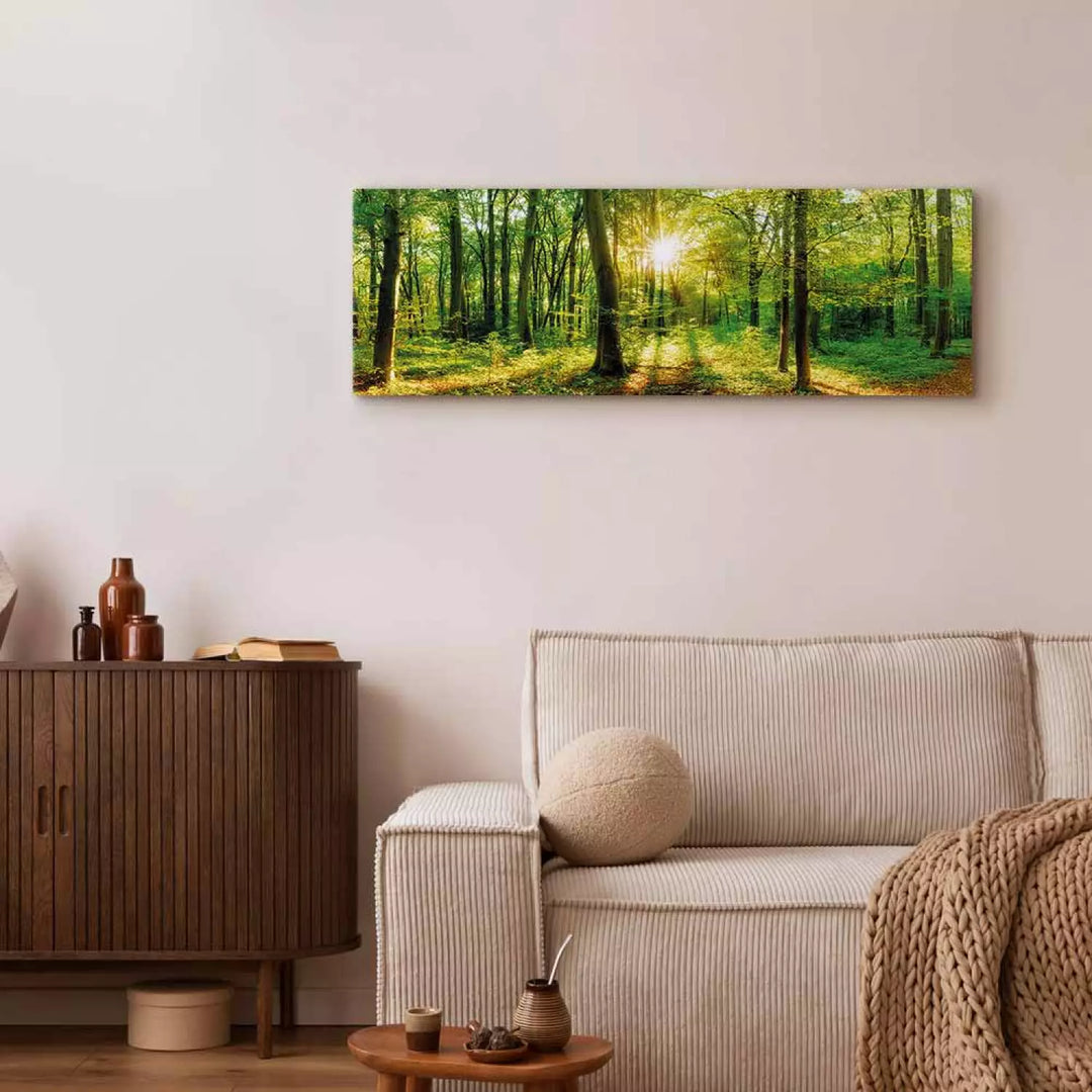 Glezna "Zaļā Maģija" – Zaļa Meža Ainava uz Audekla ART XL