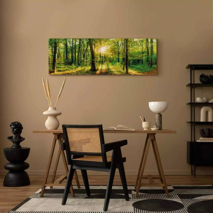 Glezna "Zaļā Maģija" – Zaļa Meža Ainava uz Audekla ART XL