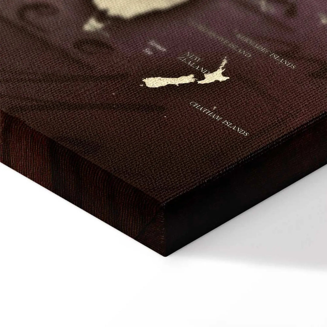 Kanva - Pasaules karte vintāžas stilā, brūnā krāsā - Zelta ceļojumi ART XL