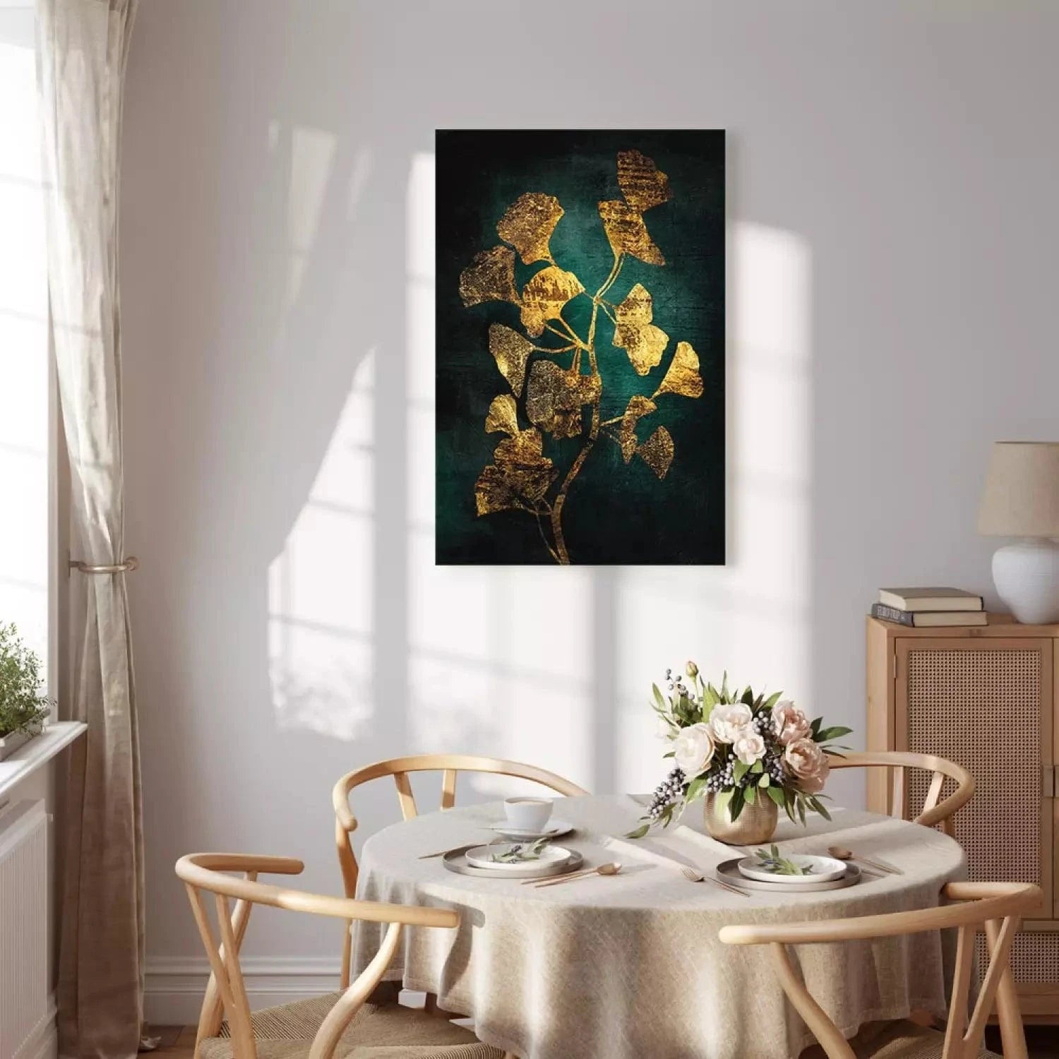 Kanva - Zelta lapas uz tumša fona - Spīduma kaisle - uz pasūtījumu G-ART