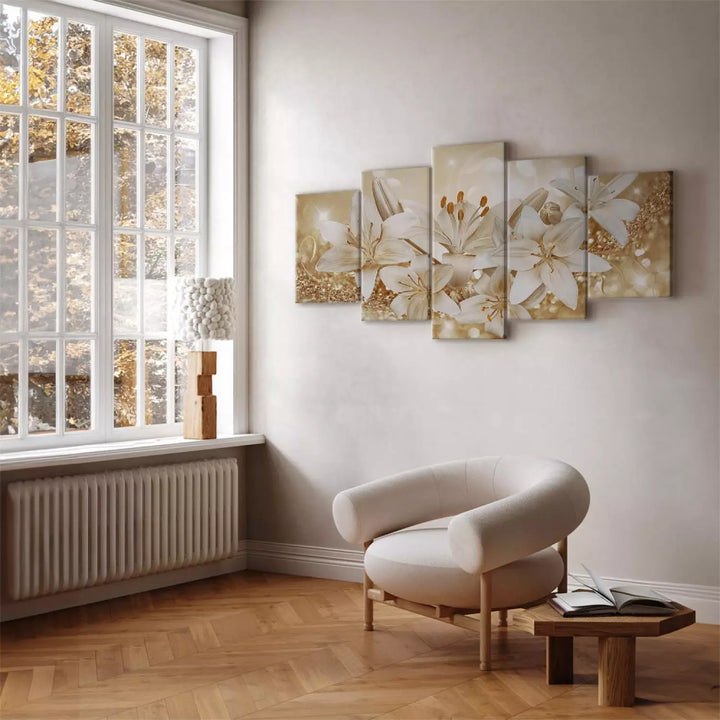 Kanva ar lilijam uz zelta fona - Zelta pušķis, 90519 ART XL