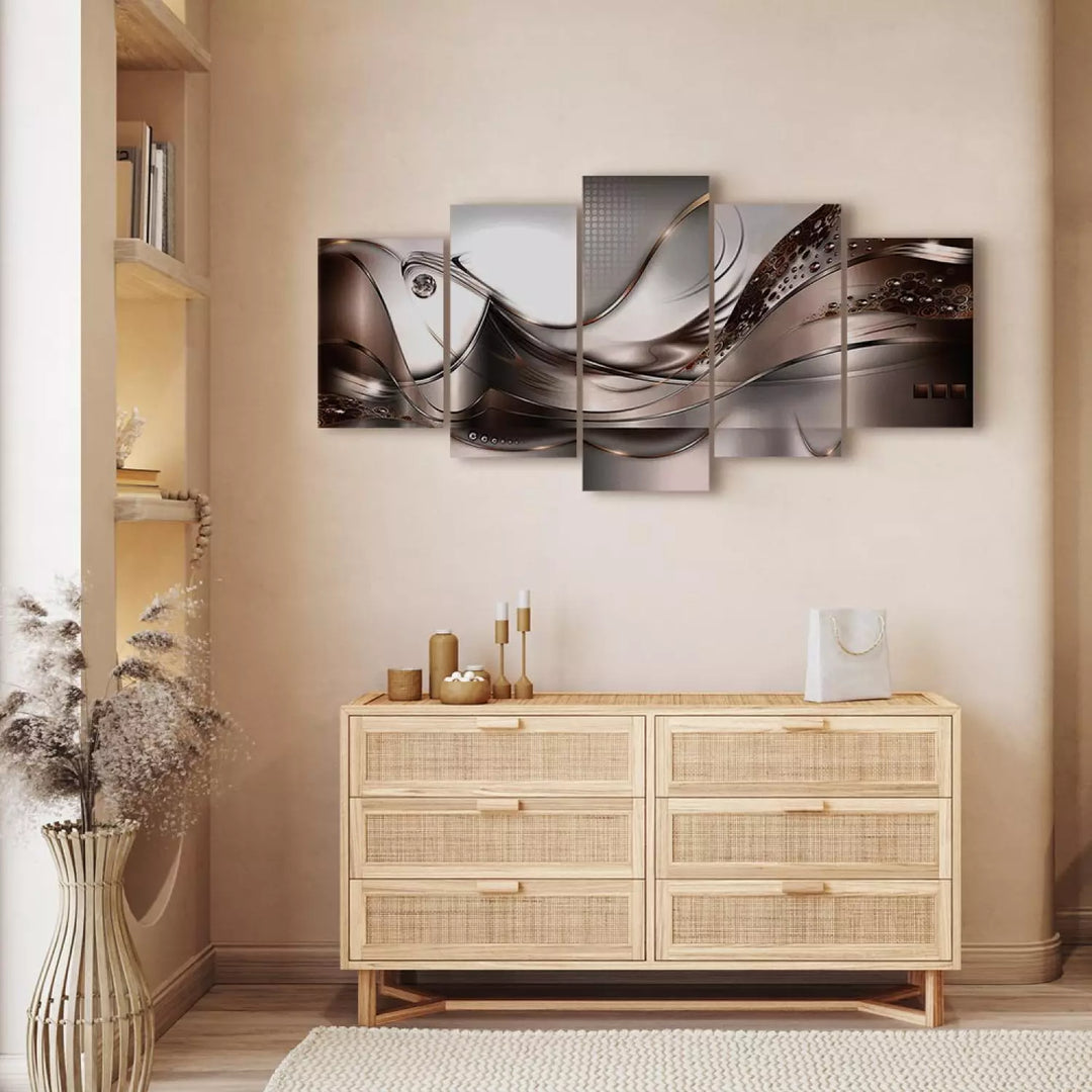 Kanva - Zelta vētra | Abstrakts dizains| Pelēka, brūna ART XL