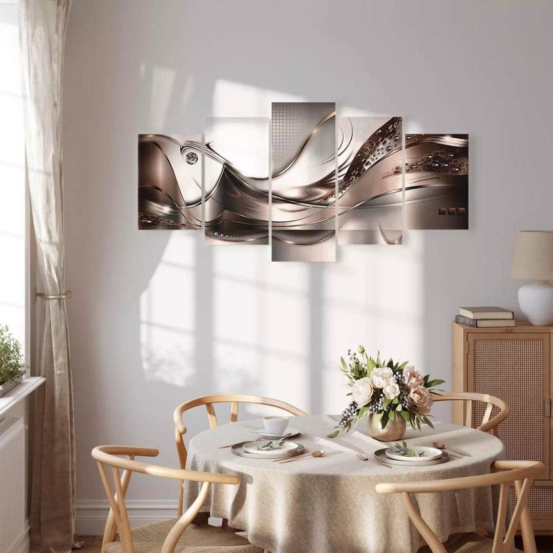 Kanva - Zelta vētra | Abstrakts dizains| Pelēka, brūna ART XL