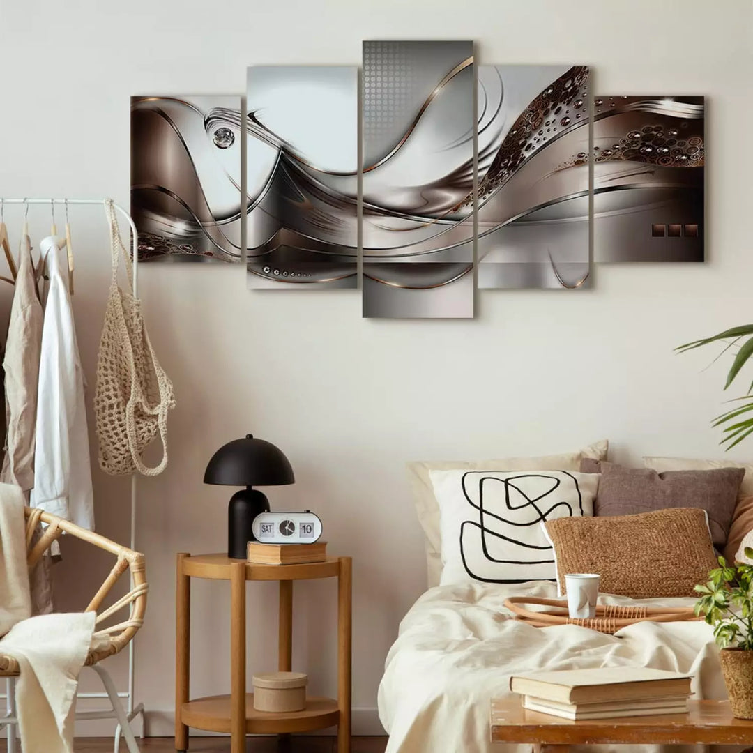 Kanva - Zelta vētra | Abstrakts dizains| Pelēka, brūna ART XL