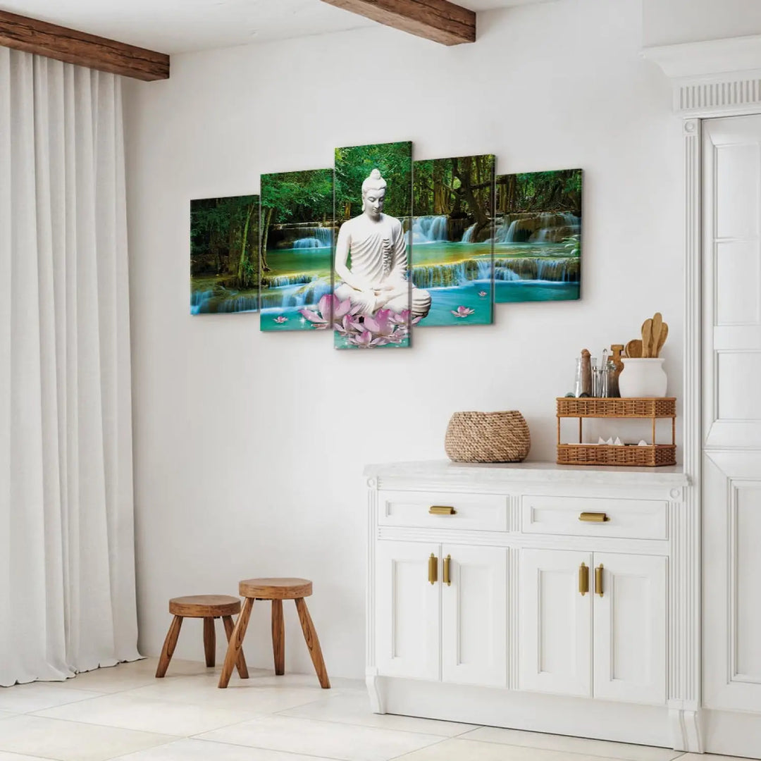 Kanva - Zen ūdenskritums un Buda, zaļā krāsā - 94269 ART XL