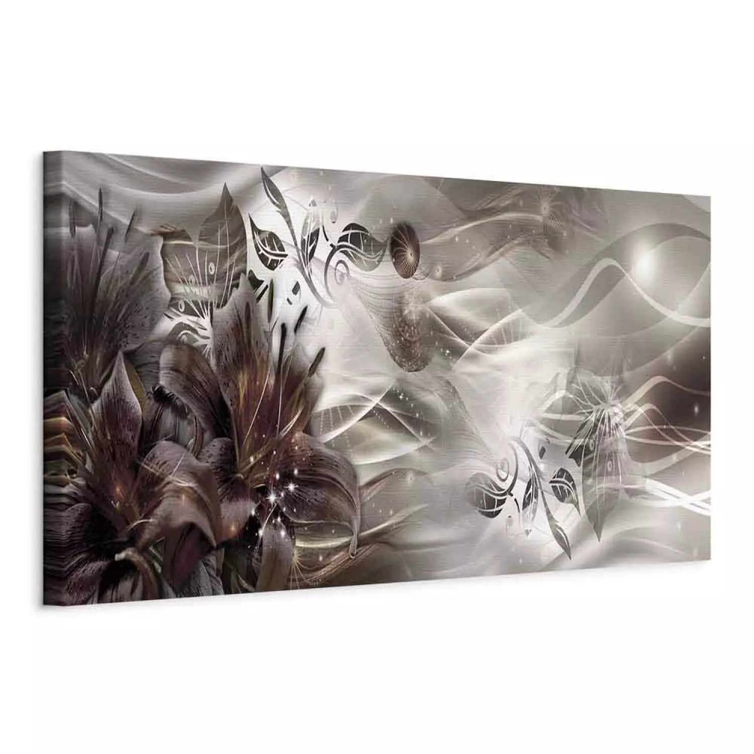 Kanva ar ziediem - Ziedu galaktika, pelēkā krāsā ART XL