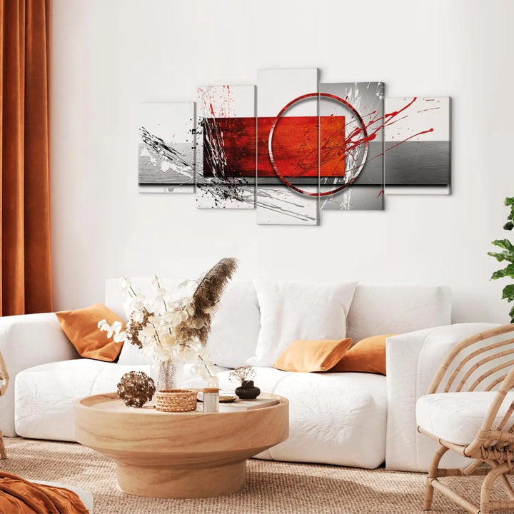 Kanva - Ziemas ekspresija | abstrakts raksts sarkanā, pelēkā krāsā ART XL