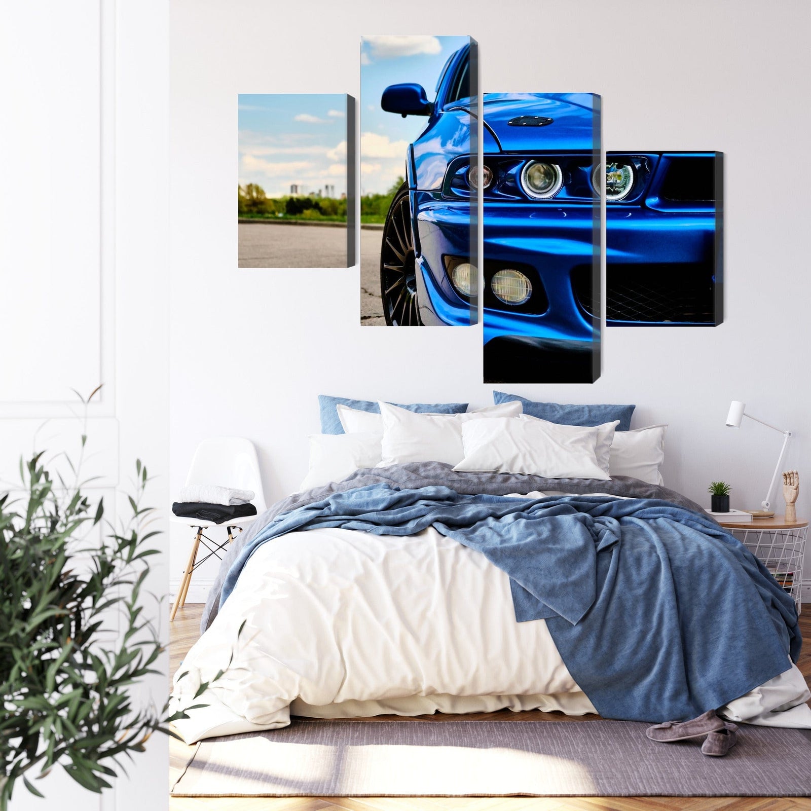 Kanva - Zilā sporta automašīna no priekšpuses, N-3491 X-ART