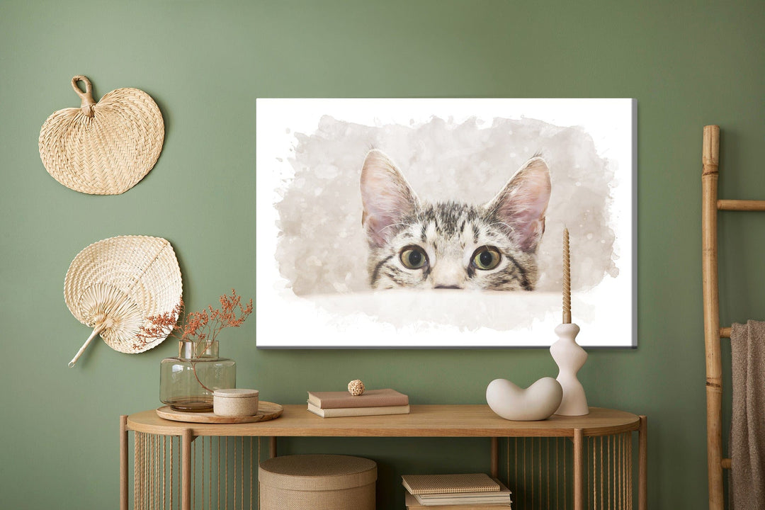 Kanva - Ziņkārīgs kaķēns, gleznojums ar akvareļkrāsām, N-1460 X-ART