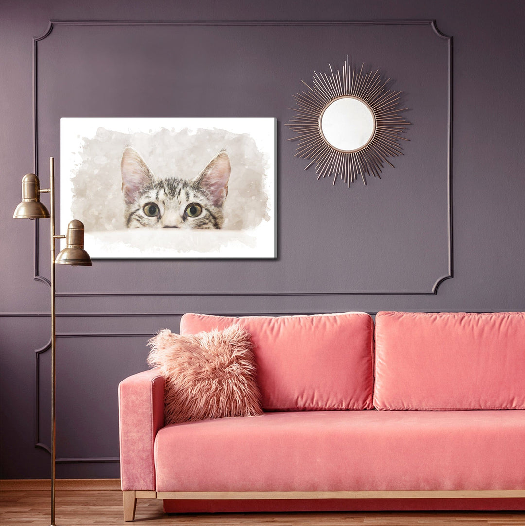 Kanva - Ziņkārīgs kaķēns, gleznojums ar akvareļkrāsām, N-1460 X-ART