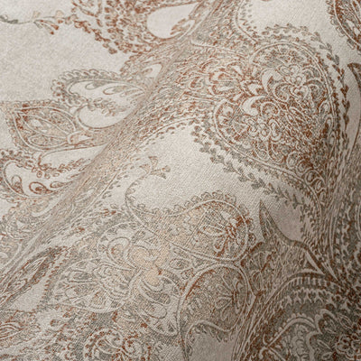 Klasiskās baroka tapetes ar ornamentu bēšā un brūnā krāsā, 1374027 AS Creation