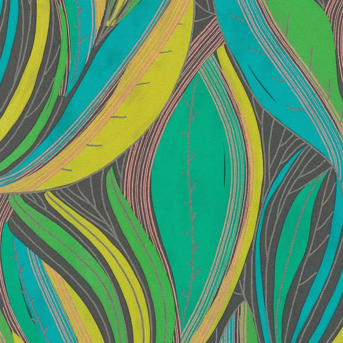 Košas tapetes ar lapu rakstu un mirdzošiem elementiem - zaļa, 786551 AS Creation