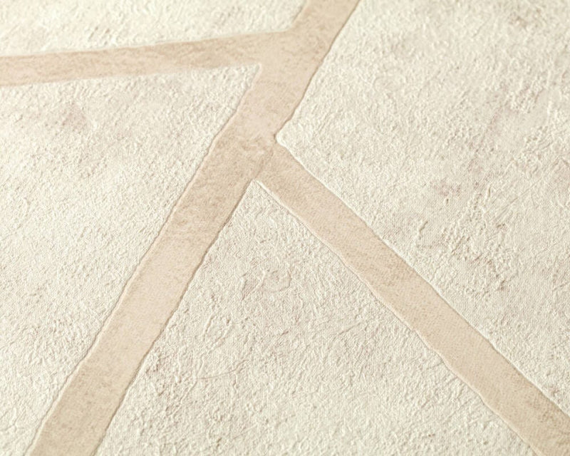 Krēmkrāsas betona tapetes ar zelta grafisku rakstu, AS 1321204 AS Creation